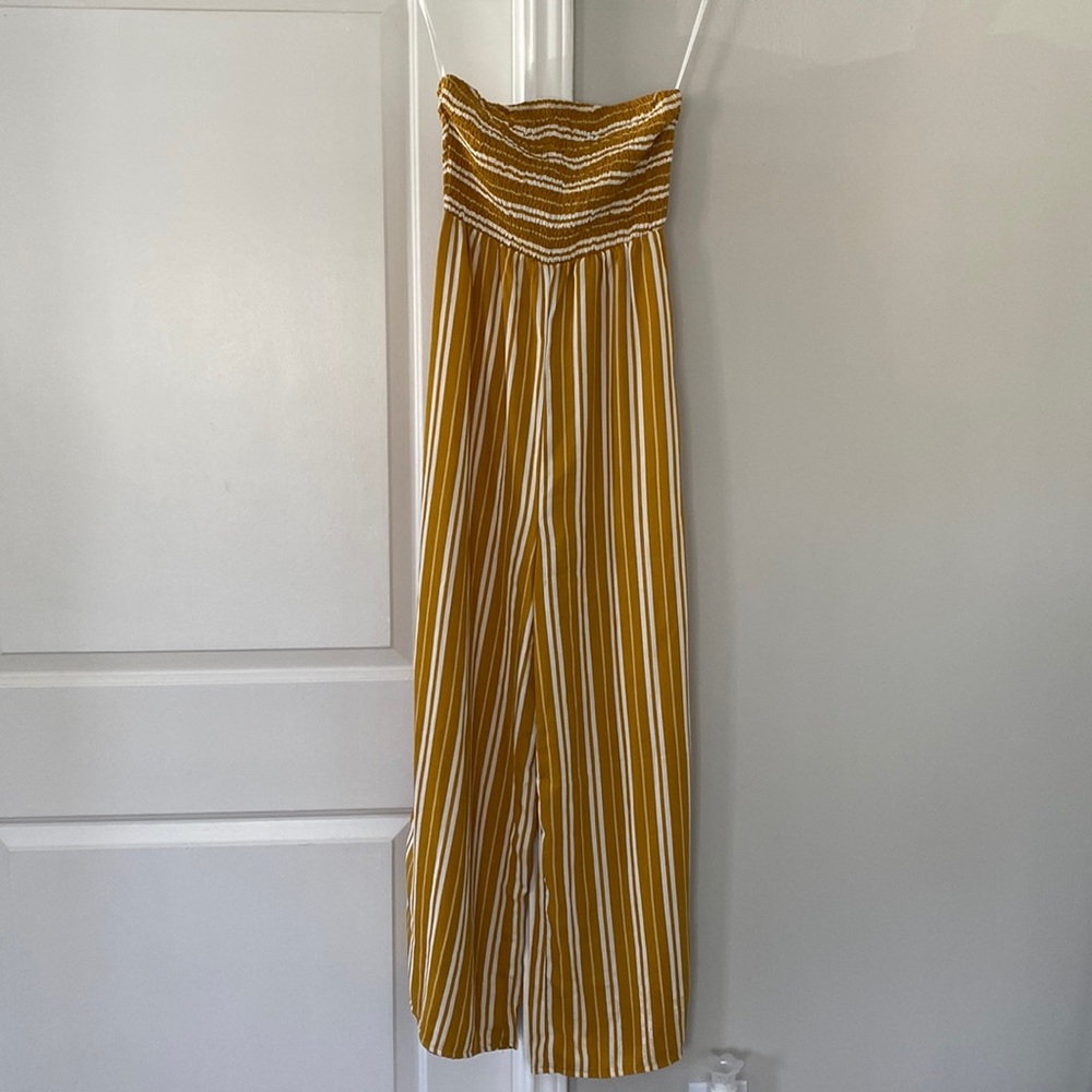 Yellow/gold strapless jumpsuit size Small barely worn